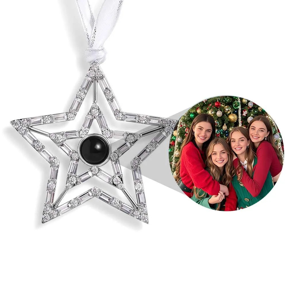 Custom Snowflake Christmas Ornament with Photo & Projection - Unique Personalized Gift