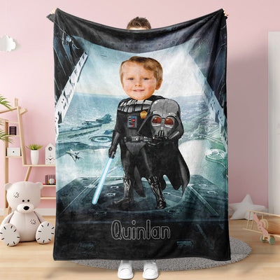 Custom Face Blanket Personalized Photo and Text Anakin Skywalker Blanket Minime Blanket Best Gift For Him - mysiliconefoodbag