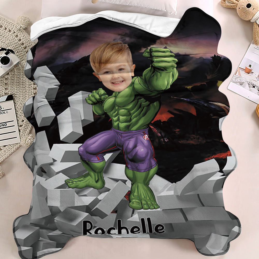 Custom Face Blanket Personalized Photo and Text Muscle Hulk Blanket Minime Blanket Best Gift For Him