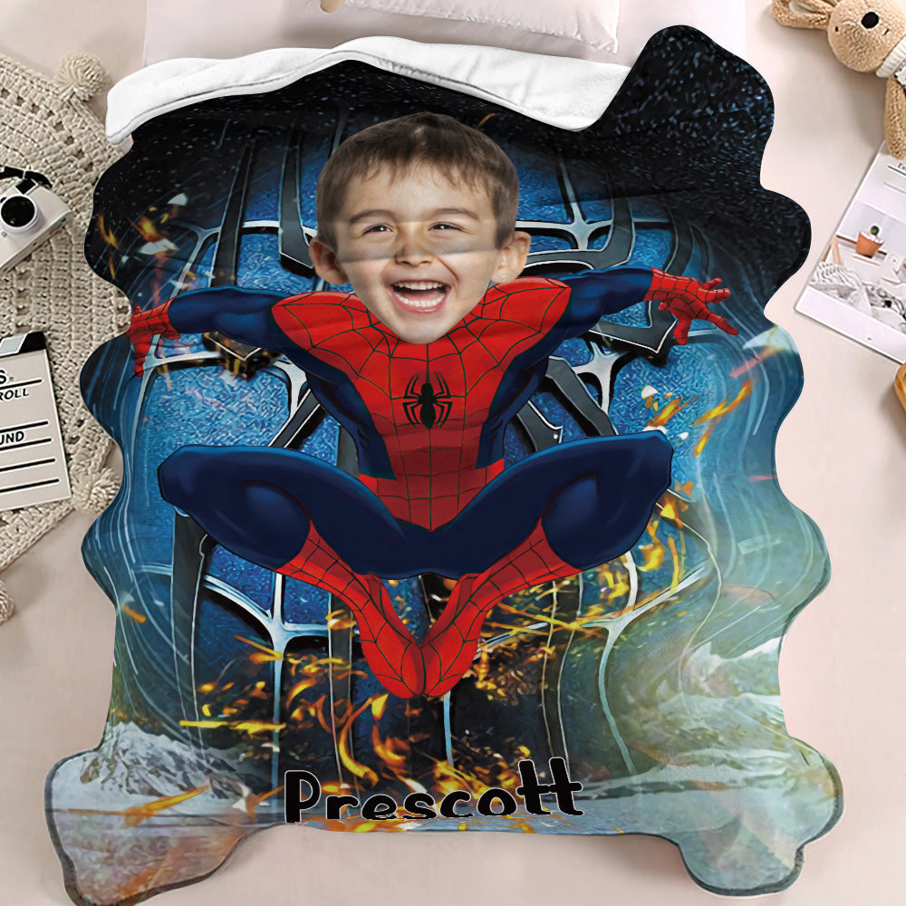 Custom Face Blanket Personalized Photo and Text Super Soldier Spider-Man Blanket Minime Blanket Best Gift For Him