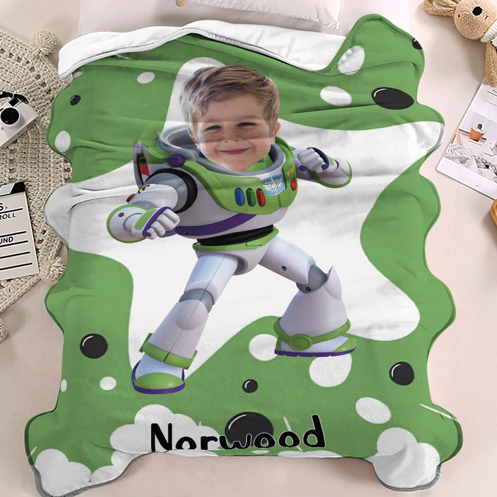 Custom Face Blanket Personalized Photo and Text Buzz Lightyear Blanket Minime Blanket Best Gift For Him