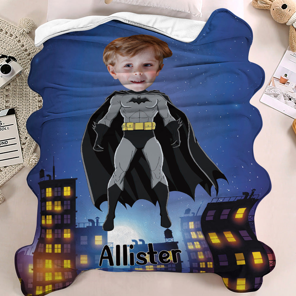 Custom Face Blanket Personalized Photo and Text Batman Blanket Minime Blanket Best Gift For Him