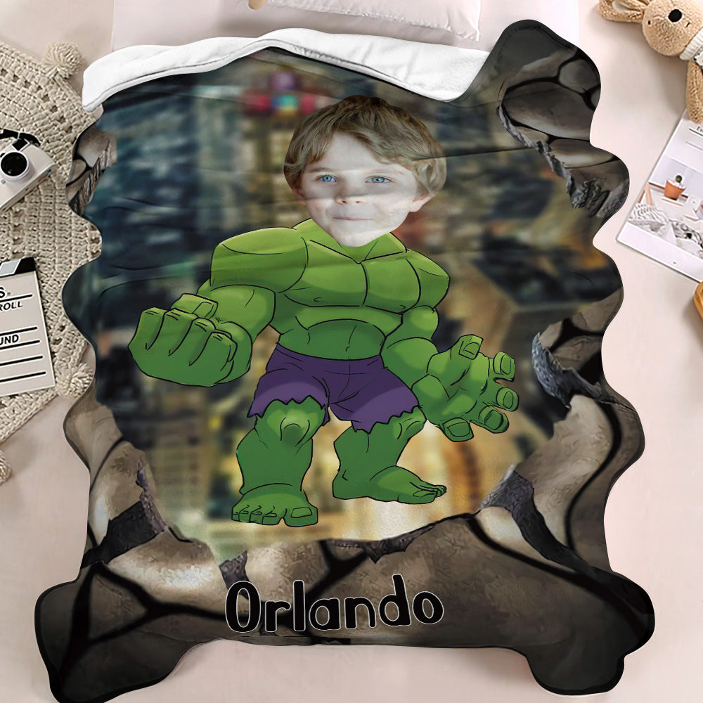 Custom Face Blanket Personalized Photo and Text Blanket Hulk Minime Blanket Best Gift For Him