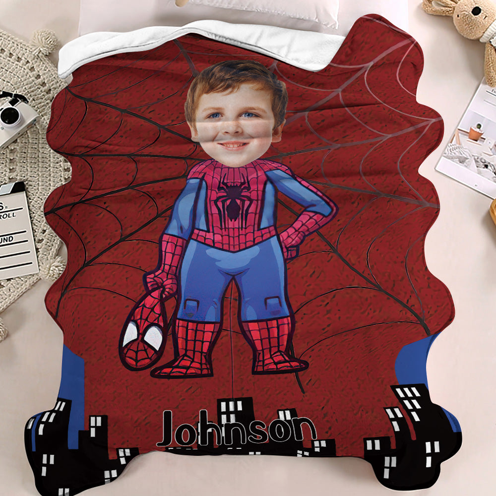 Custom Face Blanket Personalized Photo and Text Blanket Spiderman Minime Blanket Best Gift For Him