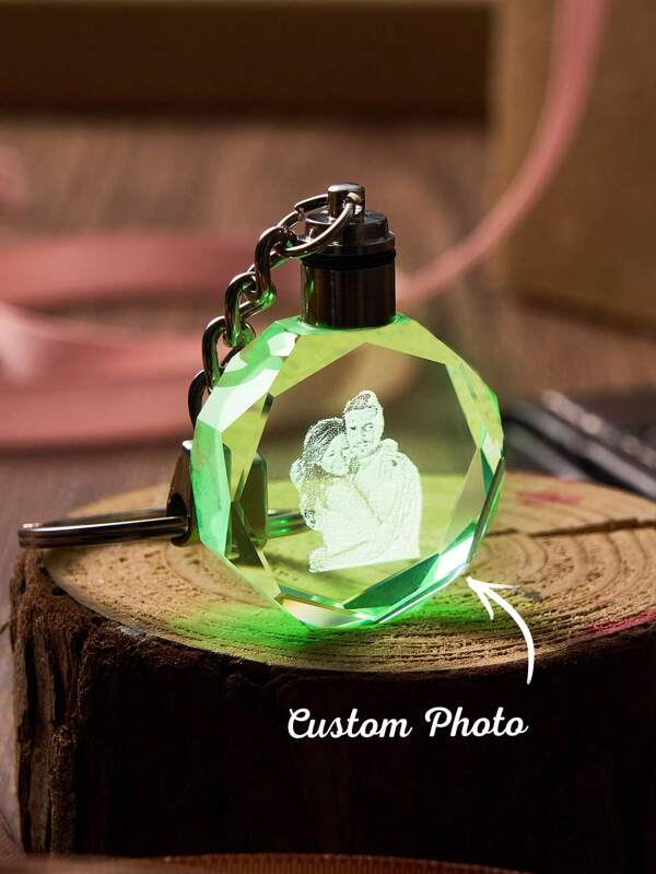 Custom Photo Crystal Keychain Anniversary Couple Keepsake Crystal Keychain Photo Gifts