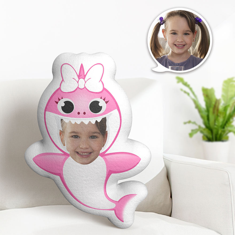 Custom Face Pillow Minime Dolls Pink Shark Personalized Photo Gifts for Girl