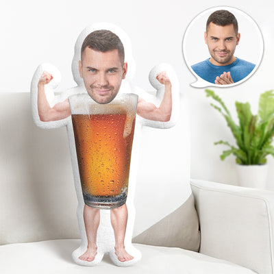 Custom Photo Face Pillow, Beer Man Face Pillow, Face Picture Pillow Doll Face Body Pillow Personalized Doll - mysiliconefoodbag