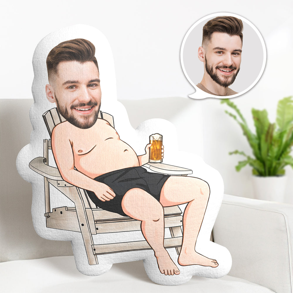 Custom Photo Face Pillow, Funny Husband With Beer Face Pillow, Face Picture Pillow Doll Face Body Pillow Personalized Doll