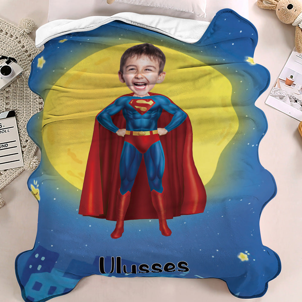 Custom Face Blanket Personalized Photo and Text Blanket Superman Minime Blanket Best Gift For Him