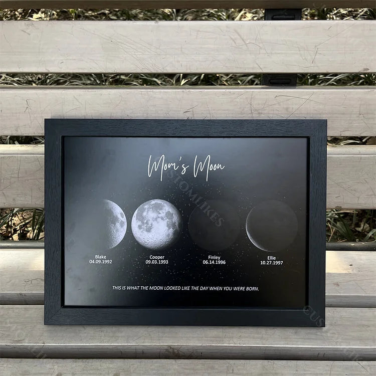 Birthday Gifts Personalized Family Moon Phase Wood Frame