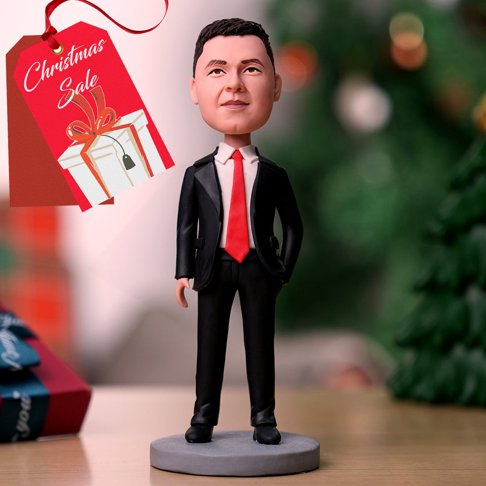 Custom Bobblehead Businessman In Red Tie Father's Day Gift Ideas