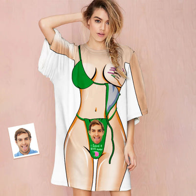 Custom Face Funny Bikini Body Print Nightdress Creative Personalized Gifts - mysiliconefoodbag