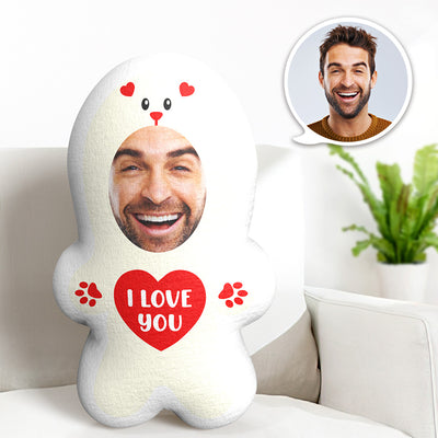 Custom Face Pillow I Love You Teddy Bear Body Pillow Photo MiniMe Pillow Funny Gifts Best Gifts