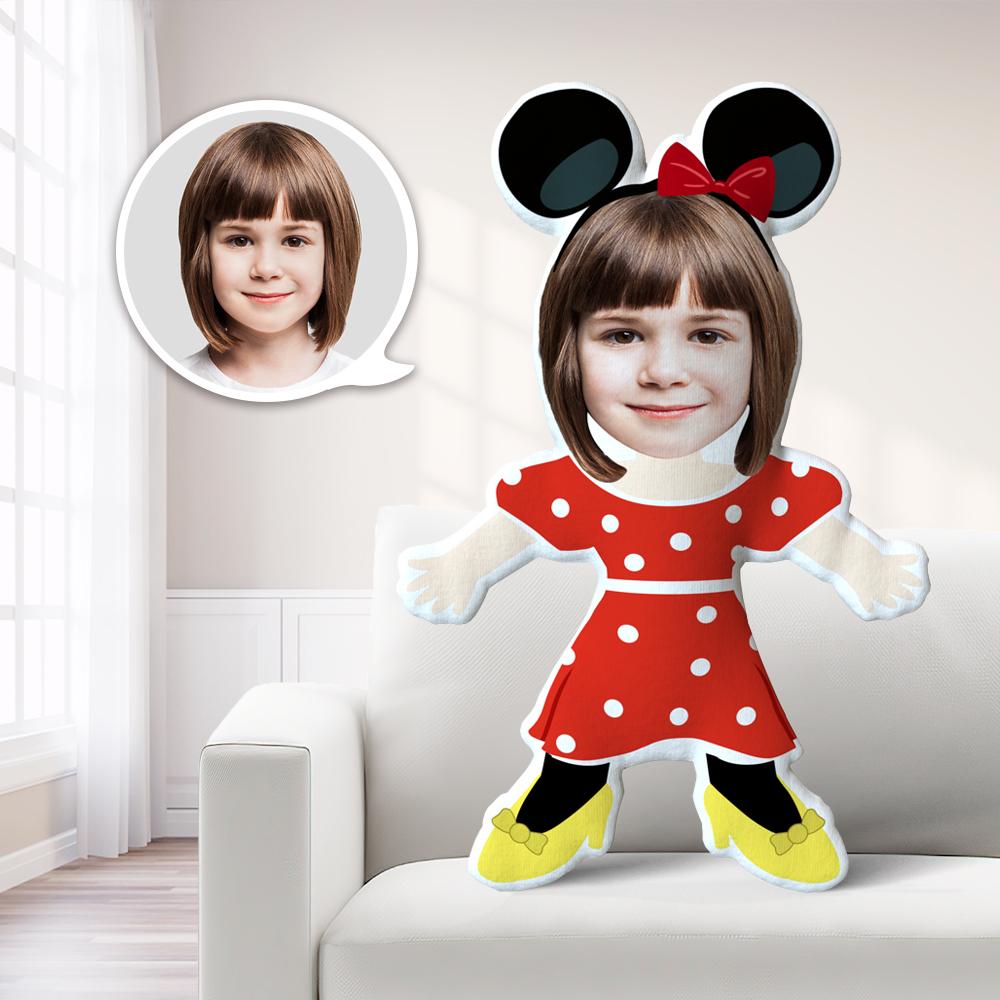 Personalized Photo Cartoon Mouse Girl Costume My face on Pillows Custom Minime Dolls Gifts