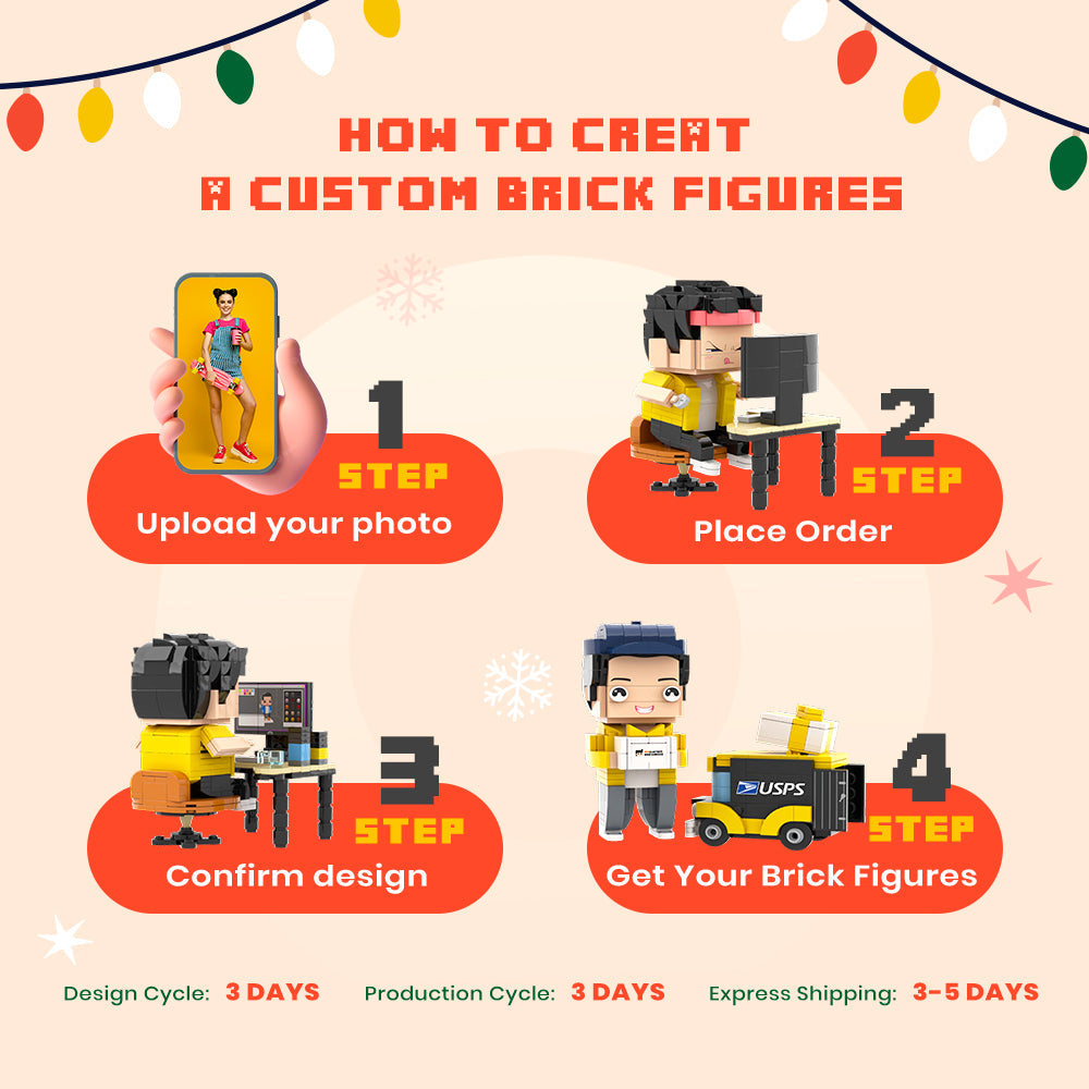 Customizable Fully Body 2 People Custom Brick Figures Gifts for Dad