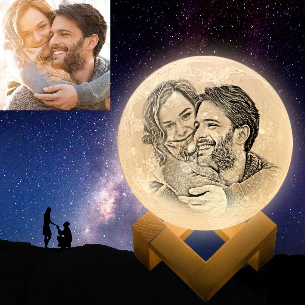 Custom 3D Print Couple Photo Moon Lamp Canada Picture Light Personalized Engraved Moon Lamp Gift For Him/Her Date Night Ideas