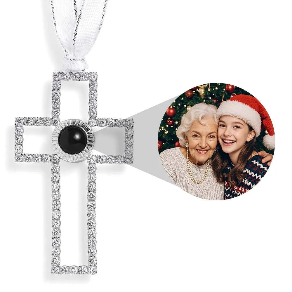 Custom Snowflake Christmas Ornament with Photo & Projection - Unique Personalized Gift