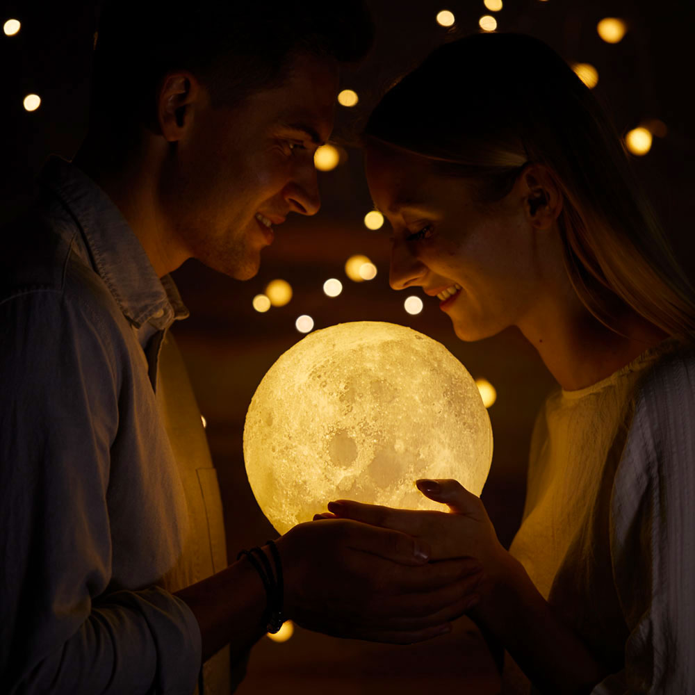 Halloween Gifts for Family Custom Photo Lamp 3D Printed Engraved Moon Lamp 2 Colors