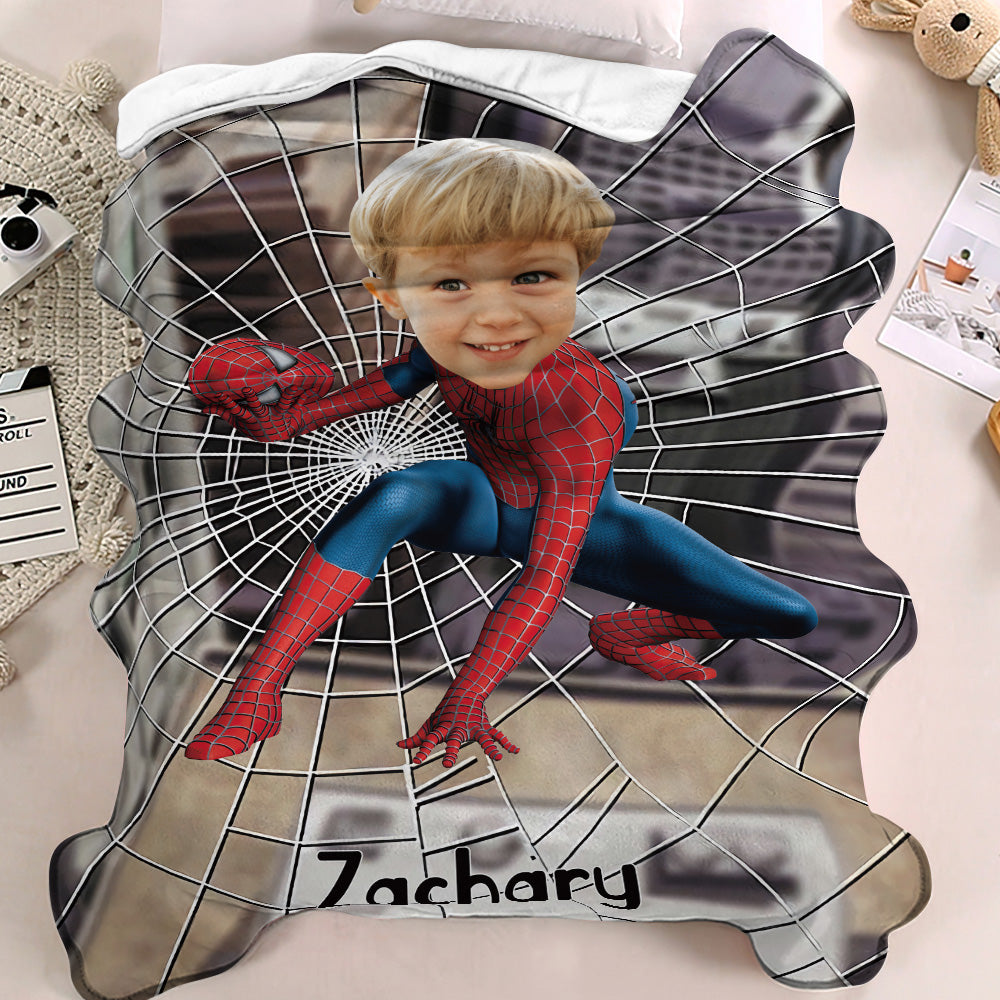 Custom Face Blanket Personalized Photo and Text Blanket Super Spider-Man Minime Blanket Best Gift For Him