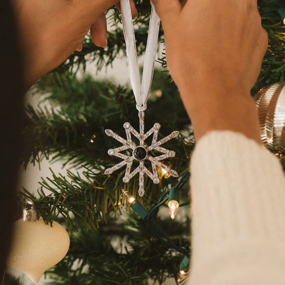 Custom Snowflake Christmas Ornament with Photo & Projection - Unique Personalized Gift