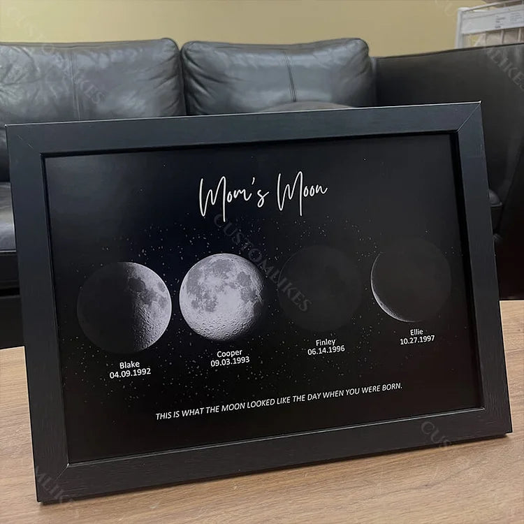 Personalized Moon Phase Wood Frame Family Keepsake Gifts Mother's Day Gift