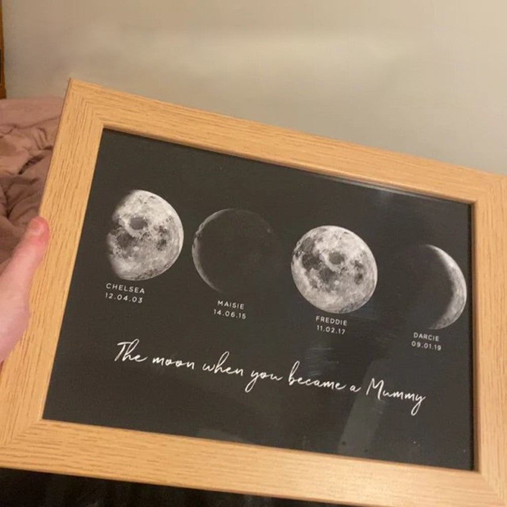 Personalized Family Moon Phase Wood Frame Family Unique Gifts