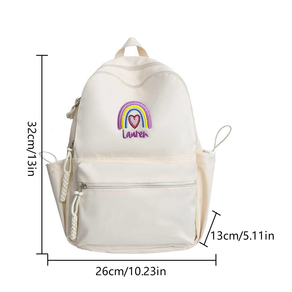 Personalized Embroidered Name Rainbow Backpack School Bag Back to School Gifts