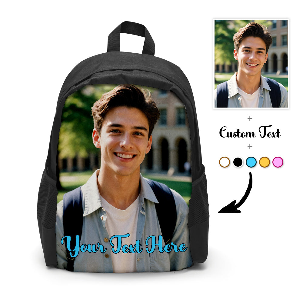 Custom Photo School Backpack, Back To School Gifts, Personalized Photo Text Backpack