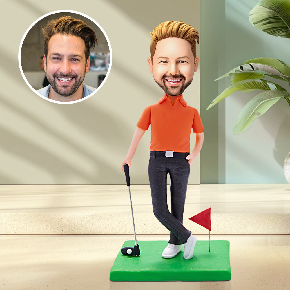 Custom Bobblehead Golf Course Man With Engraved Text Personalized Dad Gifts