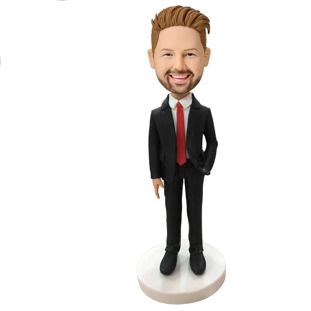 Custom Bobblehead Businessman In Red Tie Father's Day Gift Ideas