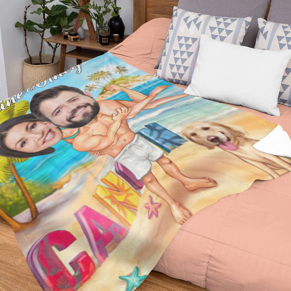 Custom Photo Blanket Personalized Face Blanket Customized Couple Blanket Valentine's Day Gifts