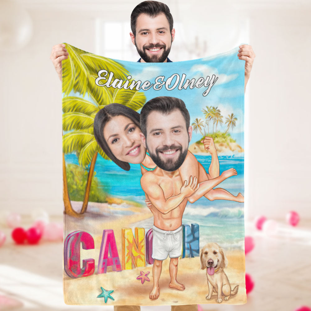 Custom Photo Blanket Personalized Face Blanket Customized Couple Blanket Valentine's Day Gifts