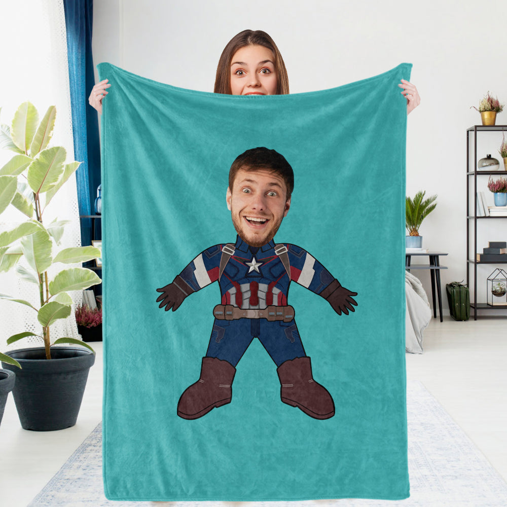 Custom Photo Blanket Unique Capitain America Personalized Photo Gifts Unique Customized Gifts