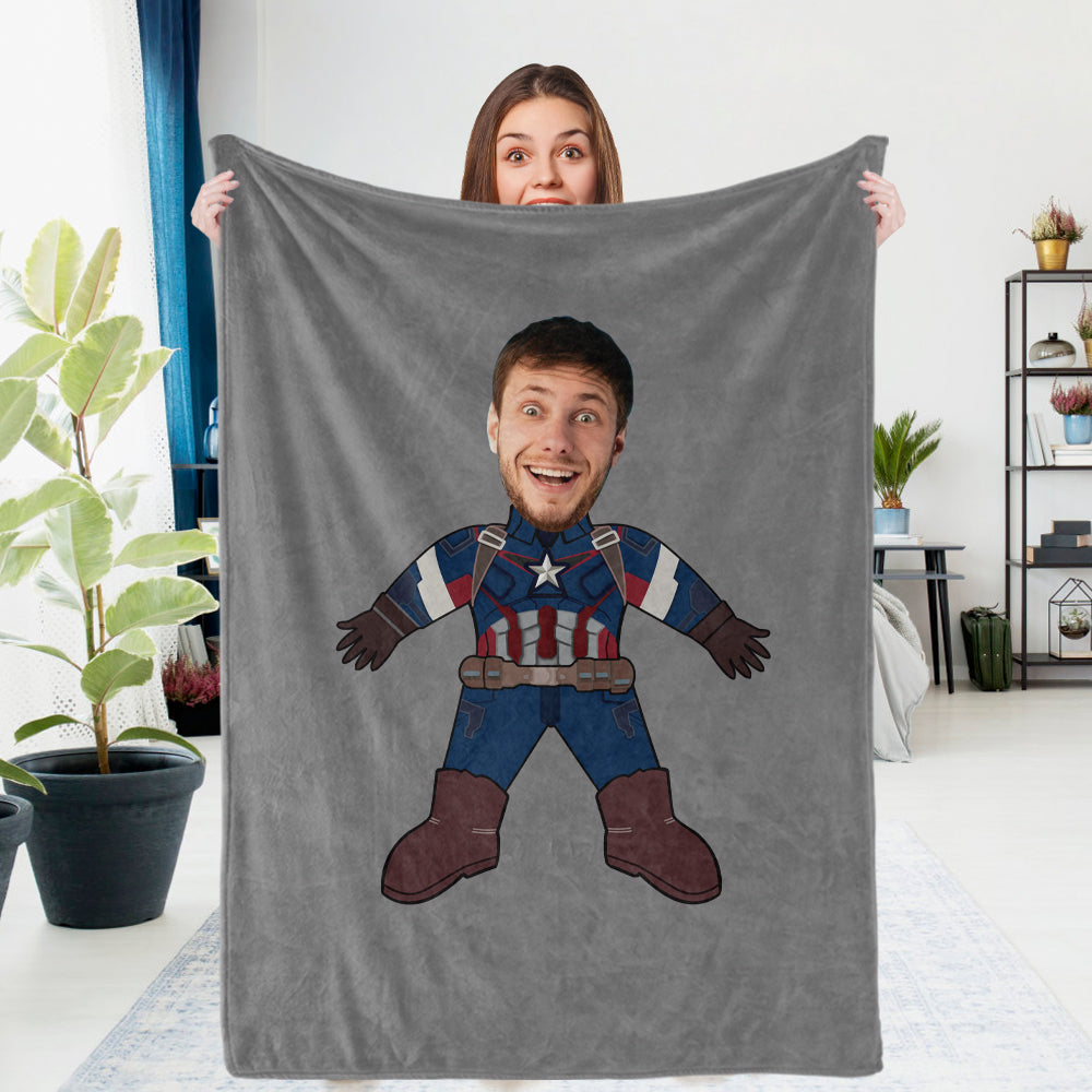 Custom Photo Blanket Unique Capitain America Personalized Photo Gifts Unique Customized Gifts