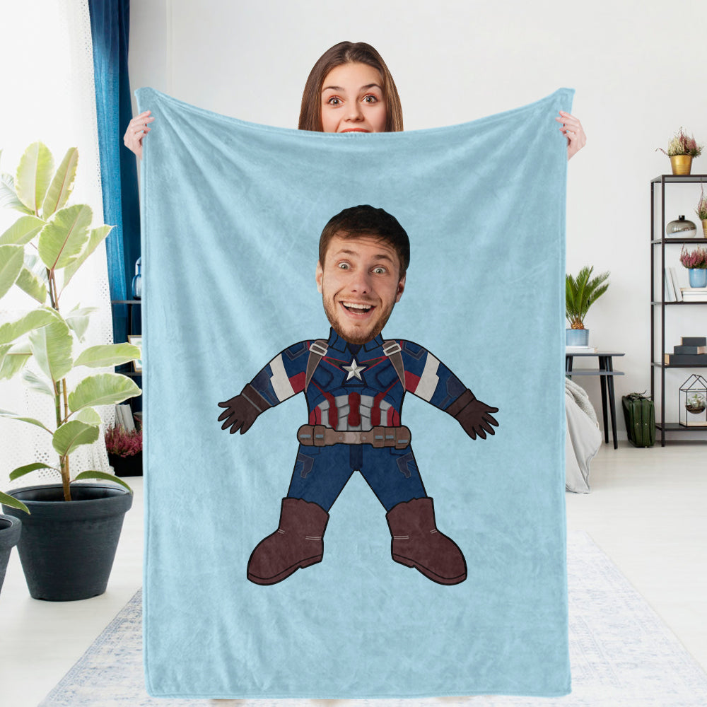 Custom Photo Blanket Unique Capitain America Personalized Photo Gifts Unique Customized Gifts