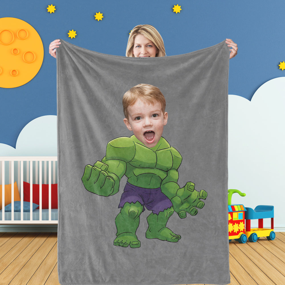 Gifts for Son Hulk Blankets Custom Photo Blanket Personalized Face Blanket