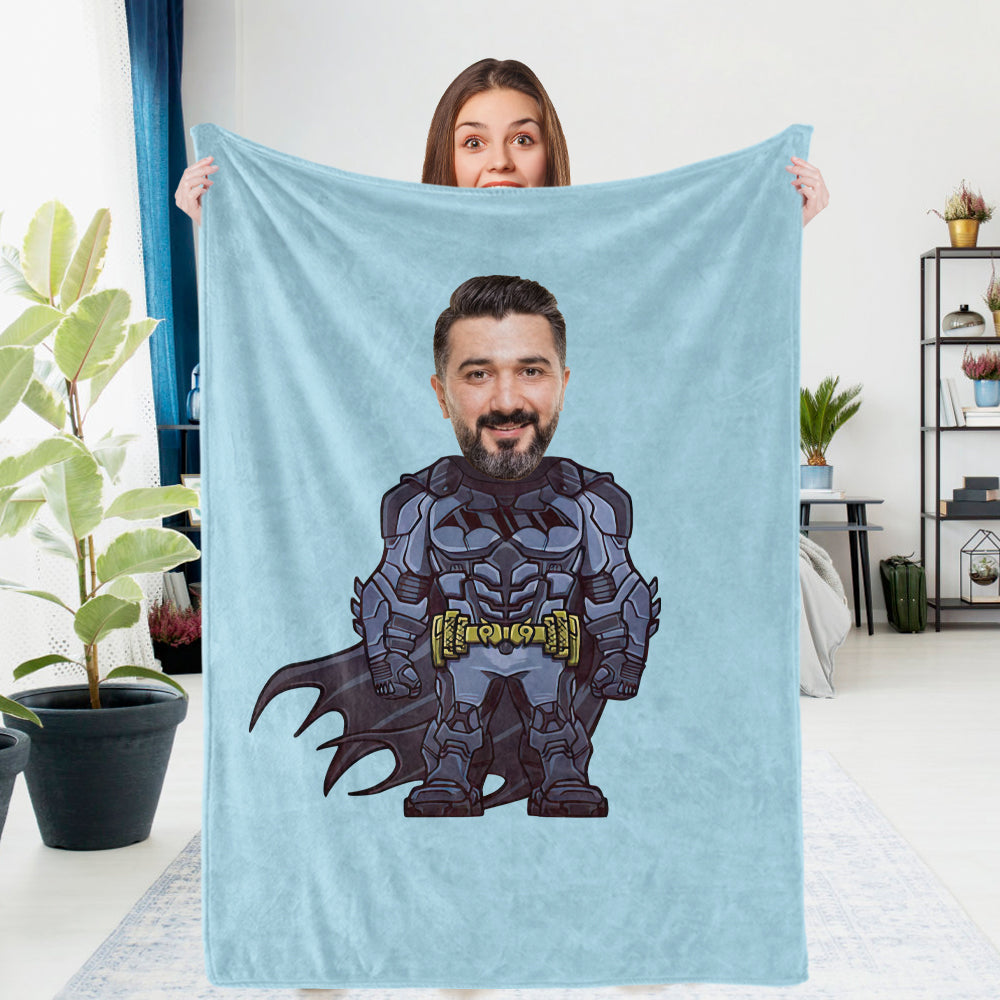 Gifts for Son Custom Face Spiderman Blankets Custom Photo Blanket Personalized Face Blanket