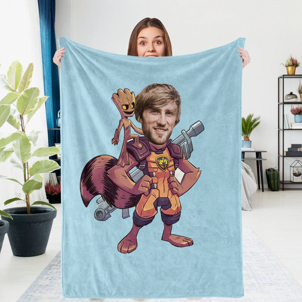 Custom Photo Blanket Rocket Racoon Personalized Photo Gifts Unique Customized Gifts