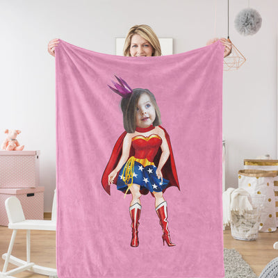 Gifts for Daughter Custom Wonder Woman Blankets Personalized Photo Blanket Surprise for Her - mysiliconefoodbag