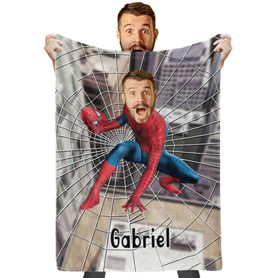 Custom My Face Blanket Personalized Photo and Text Blanket Minime Spiderman Blanket Best Gift For Him - mysiliconefoodbag