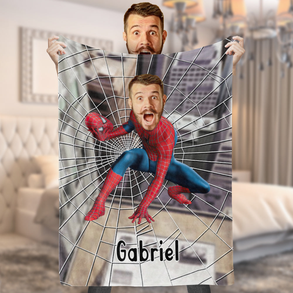 Custom My Face Blanket Personalized Photo and Text Blanket Minime Spiderman Blanket Best Gift For Him