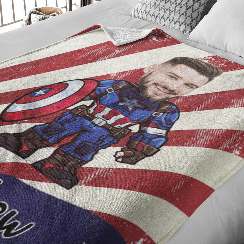 Custom Face Photo Blanket Personalized Photo and Text Blanket Captain America Minime Blanket A Unique Cool Gift For Him