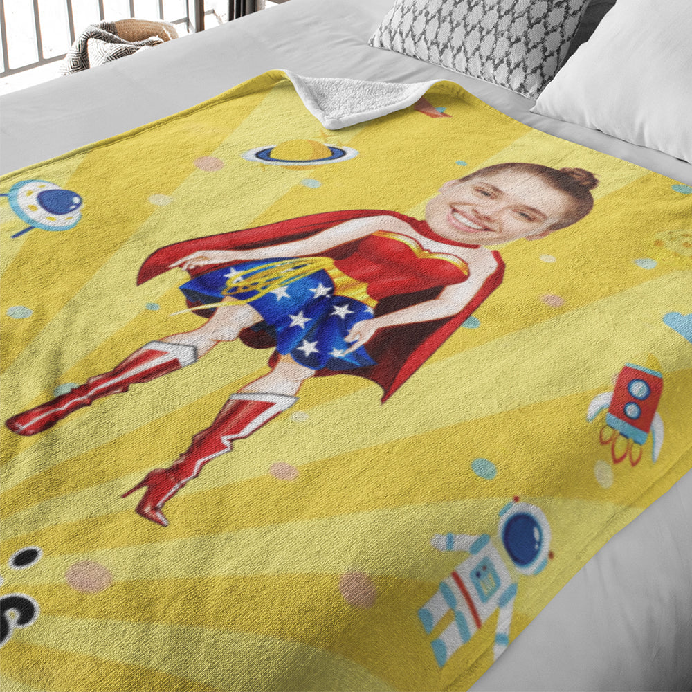 Custom Face Photo Blanket Personalized Photo and Text Blanket Minime Superwoman Blanket A Unique Cool Gift