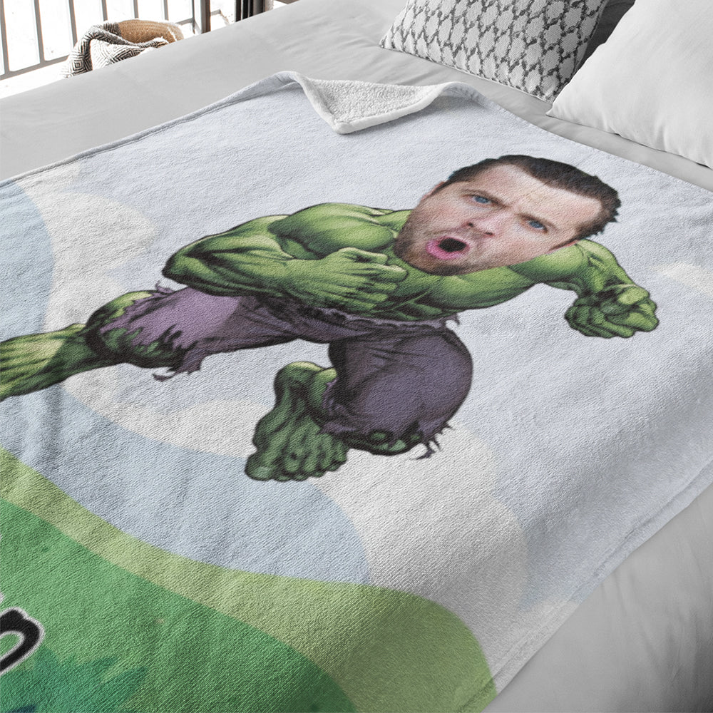 Custom Minime Hulk Blanket My Face Blanket Personalized Photo and Text Blanket A Unique Cool Gift