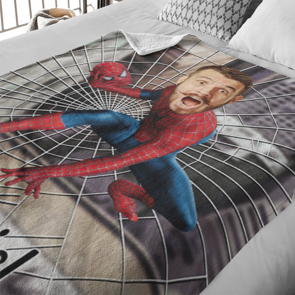 Custom My Face Blanket Personalized Photo and Text Blanket Minime Spiderman Blanket Best Gift For Him