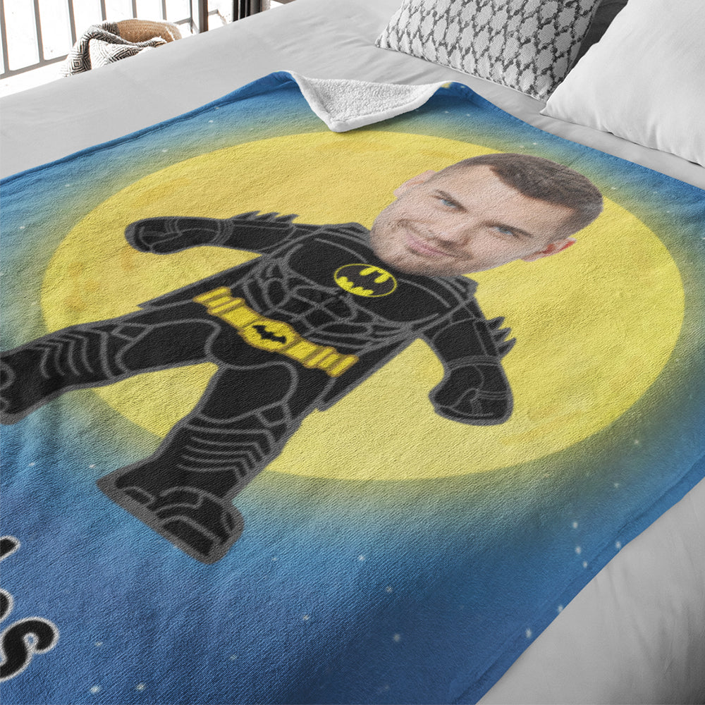 Custom My Face Blanket Personalized Photo and Text Blanket Minime Batman Blanket Best Gift For Him