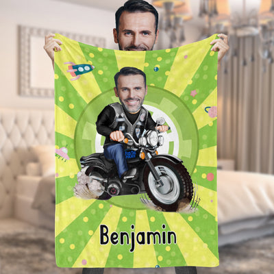 Custom Face Photo Blanket Personalized Photo and Text Blanket Minime Motorcycle Man Blanket A Unique Cool Gift - mysiliconefoodbag