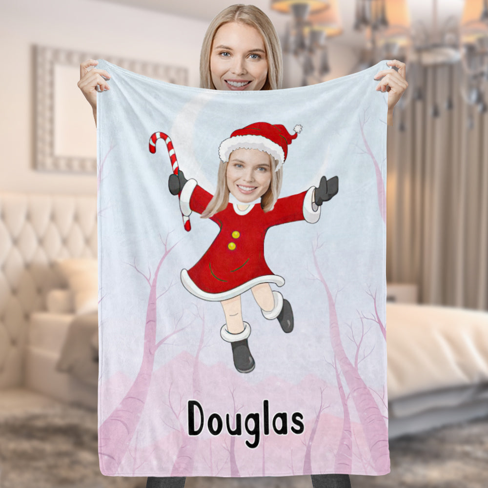 Custom Face Photo Blanket Personalized Photo and Text Blanket Minime Magical Santa Blanket A Unique Cool Gift