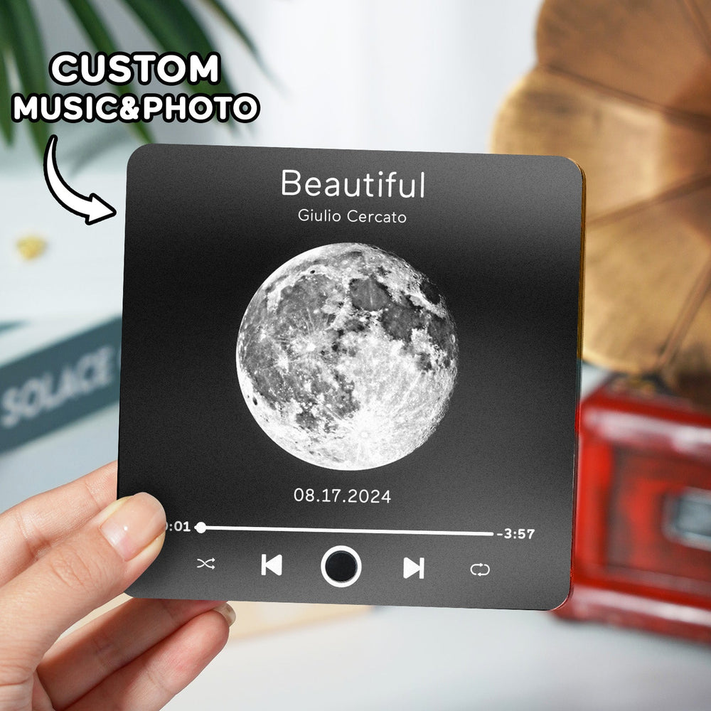 Customized Album Music Fridge Magnet Personalized Moon Phase Music Fridge Magnet Can Play Songs and Adjust Volume