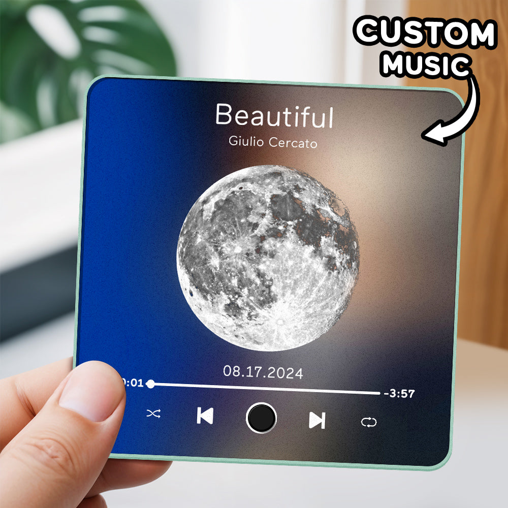 Customized Album Music Fridge Magnet Personalized Moon Phase Music Fridge Magnet Can Play Songs and Adjust Volume